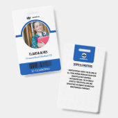 学生IDカード |青と白のホームスクールID バッジ (正面＆裏面)