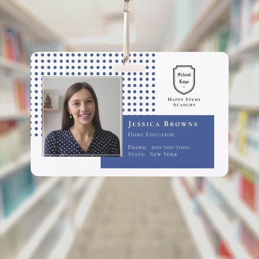 学生ID深いブルースクールのロゴ写真 バッジ