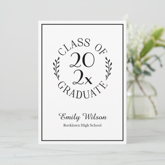 学級名シック白黒タイポグラフィ 案内状 (スタンド正面)