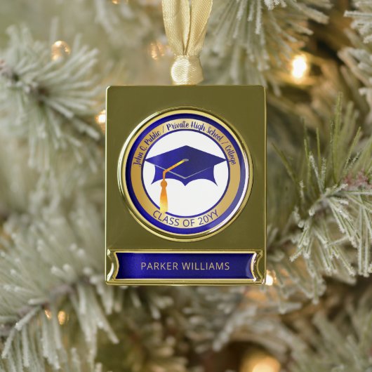 学級大エレガント学士課程卒業 ゴールドプレートバナーオーナメント (ツリー)