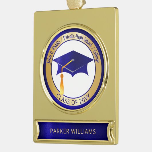 学級大エレガント学士課程卒業 ゴールドプレートバナーオーナメント (左)