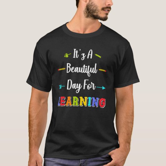 学習にぴったりな美しい日 先生の背中を押す バックトゥスクール Tシャツ (正面)