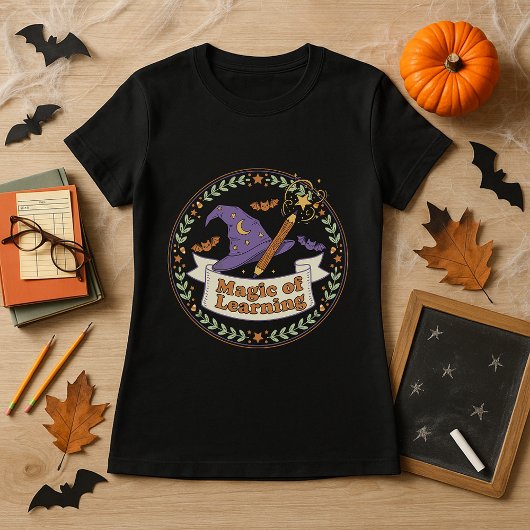 学習の魔法 先生 ハロウィン 魔法使いの帽子  Tシャツ