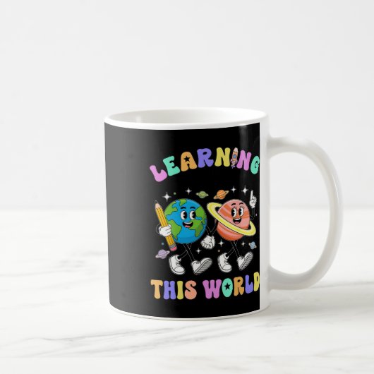 学習は宇宙から!学校の先生 初めての学校の日 コーヒーマグカップ (右)