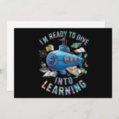 学習用バックトゥスクールサブマリンに飛び込む準備 招待状 (正面/裏面)