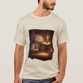 学者ウーパールーパーTシャツ | 魔法の図書館の読者 | Tシャツ