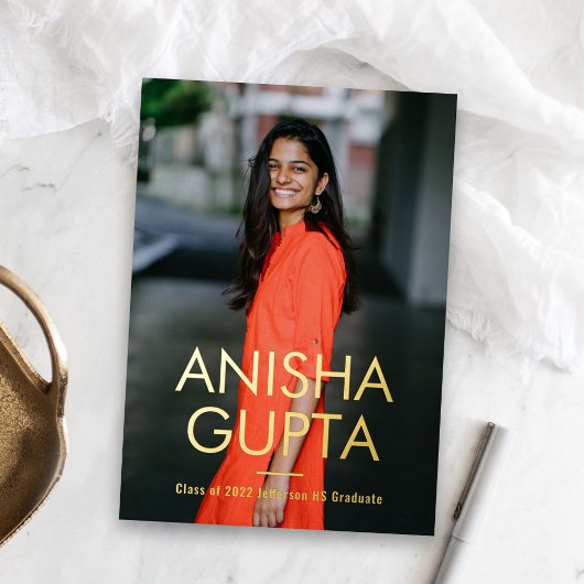 学者箔モダン卒業発表招待状 箔招待状