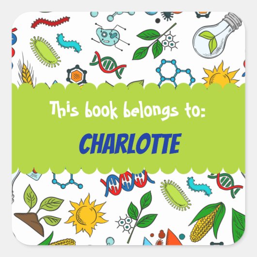 学術カラフルパターンパーソナライズされたスクア スクエアシール (正面)