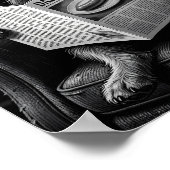 学術的なテリアが新聞を読むポスター ポスター (角)