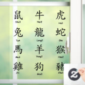 学読〔占星術の〕十二宮図中国の動物と黒 ウィンドウサイン (ホーム)