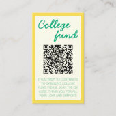 学費 資金 黄 緑 贈り物 QRコード 卒業式 エンクロージャーカード (正面)