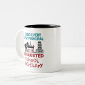 学長おもしろいの感謝の疲れ果てた ツートーンマグカップ (正面左)