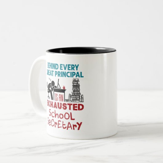 学長おもしろいの感謝の疲れ果てた ツートーンマグカップ (正面左)