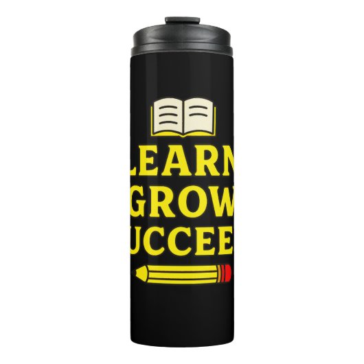 学.成長。成功。やる気を起こさせる タンブラー (正面)