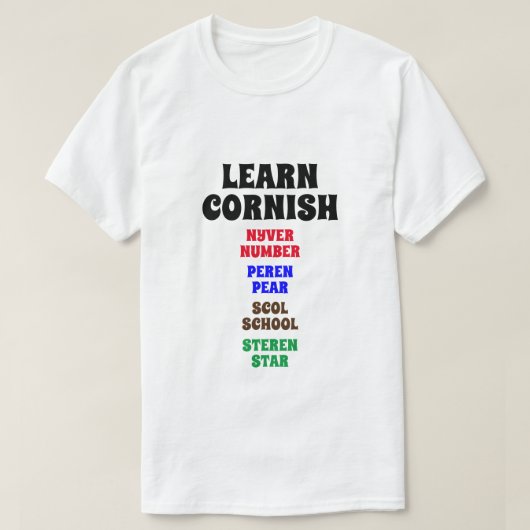 学Cornish – 数字、梨、学校、星 Tシャツ (デザイン正面)