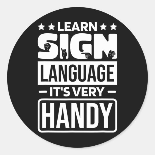 学Sign Language It'S Very Handy1 ラウンドシール (正面)