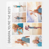 孫おじいちゃんあなたは最高の7フォトコラージュ フリースブランケット (正面)