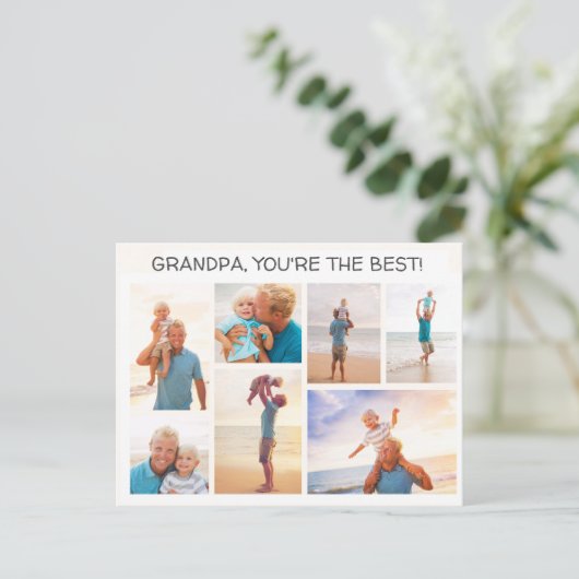 孫おじいちゃんあなたは最高の7フォトコラージュ ポストカード (スタンド正面)