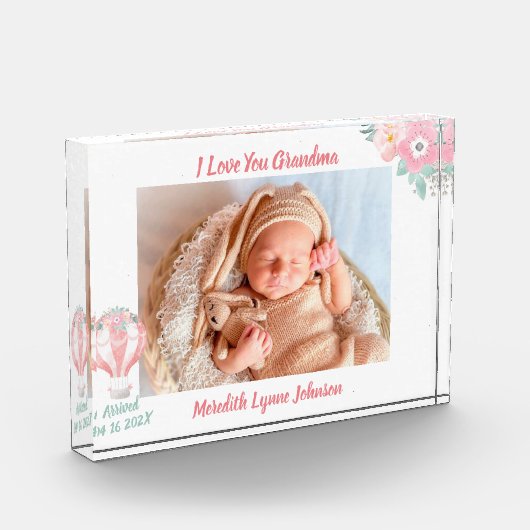 孫おばあちゃんの生まれたばかりのプレゼント フォトブロック (左)