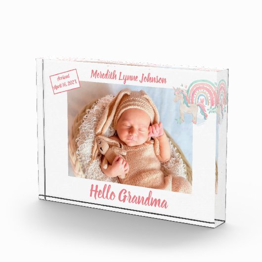 孫おばあちゃんの生まれたばかりのプレゼント フォトブロック (右)