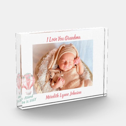 孫おばあちゃんの生まれたばかりのプレゼント フォトブロック (左)