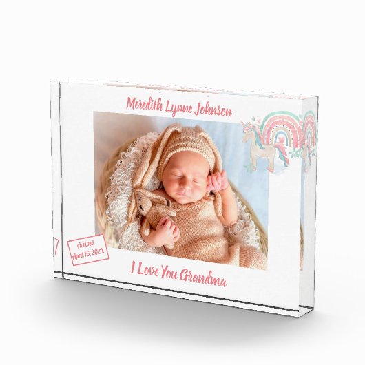 孫おばあちゃんの生まれたばかりのプレゼント フォトブロック (右)