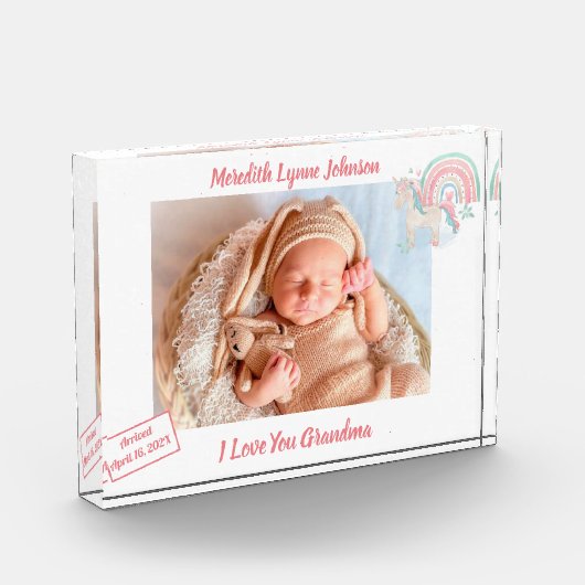 孫おばあちゃんの生まれたばかりのプレゼント フォトブロック (左)