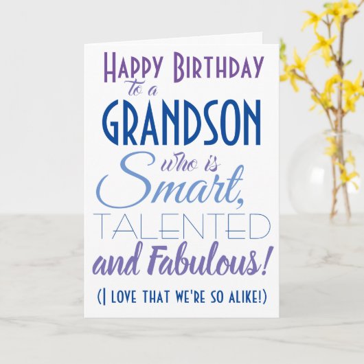 孫おもしろい誕生日 カード (黄色い花)