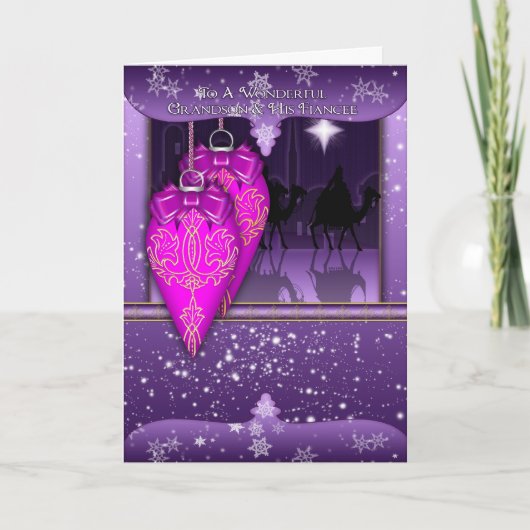 孫および彼のフィアンセのクリスマスの挨拶状 シーズンカード (正面)