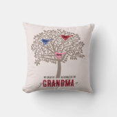 孫からの祖母の贈り物3鳥の木 クッション (正面)