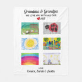 孫から来た祖父母があなたを愛するアートスケッチ フリースブランケット (正面)