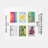 孫から来た祖父母があなたを愛するアートスケッチ フリースブランケット (正面(横))