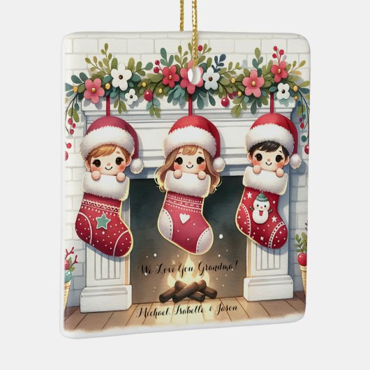 孫かパーソナライズされたらのおばあちゃんへのかわいい贈り物 セラミックオーナメント (右)