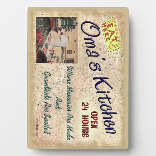 孫がプラークを甘やかしている大間の台所 フォトプラーク (正面)