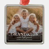 孫が人生をさらに素晴らしくする　祖父母へのプレゼント　写真 メタルオーナメント (正面)