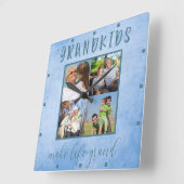 孫が人生をグランド4フォトブルーウォーターカラーに スクエア壁時計 (傾斜)