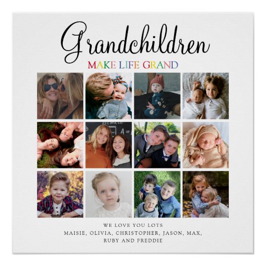 孫が人生を壮大にする |写真のコラージュ ポスター (正面)