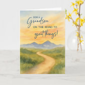 孫が心から大学の山へ カード (黄色い花)