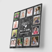 孫が生き生きとした引用文素朴ブラックウッド スクエア壁時計 (傾斜)