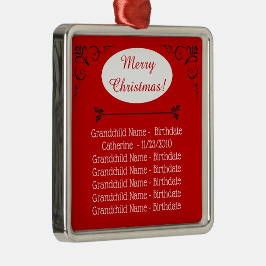 孫が祖父母のクリスマスに メタルオーナメント (右)