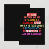 孫が私のお気に入り - 祖母 サンキューカード (正面/裏面)