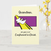 孫が紫の上に鳩をキリストに確認 カード (黄色い花)