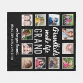 孫たちがライフグランドを作る引用文12フォトコラージュ フリースブランケット (正面(横))