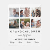 「孫たちが生きる」おじいちゃんフォトコラージュ フリースブランケット (正面)