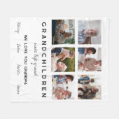 「孫たちが生きる」おじいちゃんフォトコラージュ フリースブランケット (正面(横))