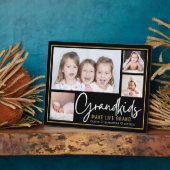 孫たちと一緒に人生を特別に 黒と金 4枚の写真 フォトプラーク (側面)