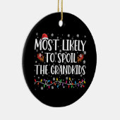 孫たちをダメにする最もありそうな人 面白いクリスマス セラミックオーナメント (右)