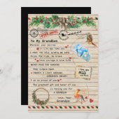 孫とおじいちゃんに、私の孫への贈り物に鳥の愛 シーズンカード (正面/裏面)