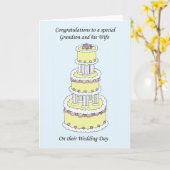 孫とその妻の結婚式の日のおめでとう カード (黄色い花)