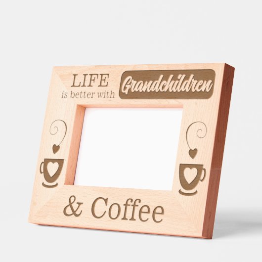 孫とコーヒー レーザー彫刻フレーム (左)